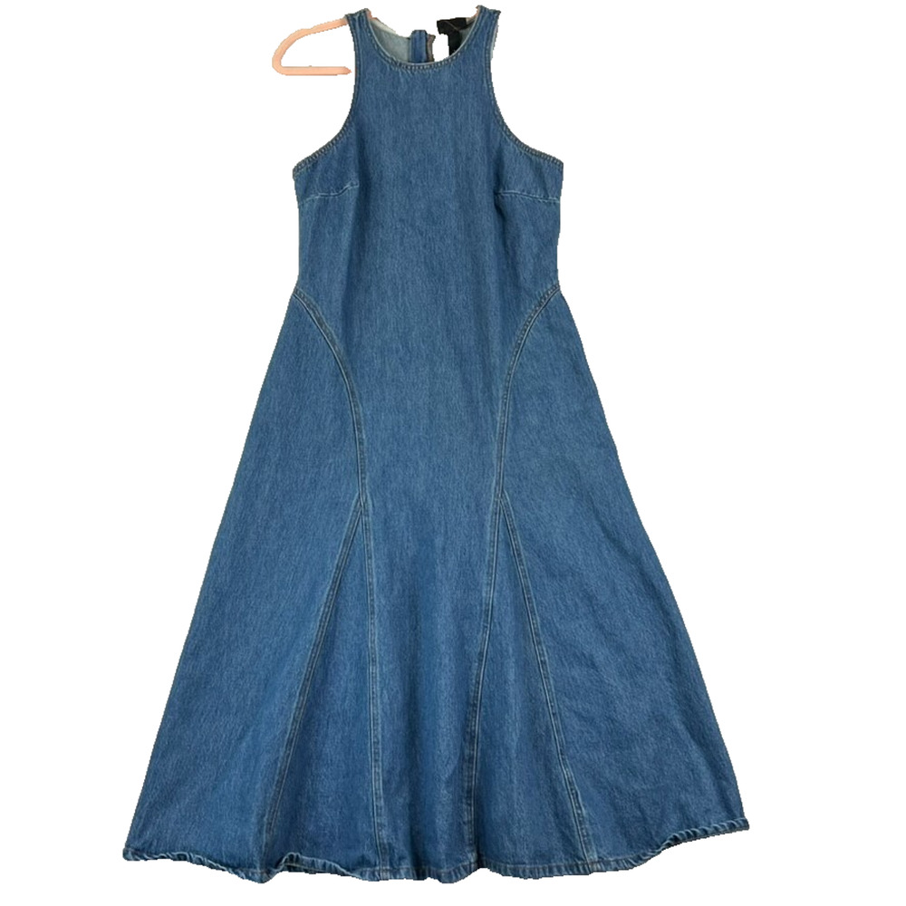 Future Collective Blue Denim Sleeveless A-Line Midi Dress Women's Size 8